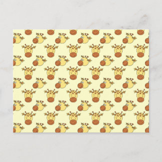 Cute Giraffe Pattern. Cartoon Animals. Postcard
