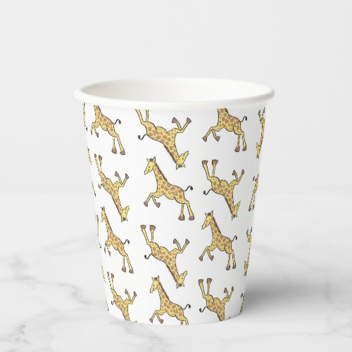 Cute Giraffe Pattern White Baby Shower Paper Cups