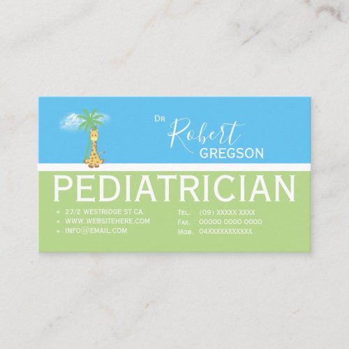 Cute Giraffe Pediatrician Appointment Card