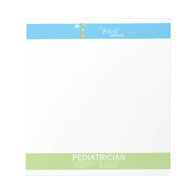 Cute Giraffe Pediatrician / Pediatrician Notepad (Front)