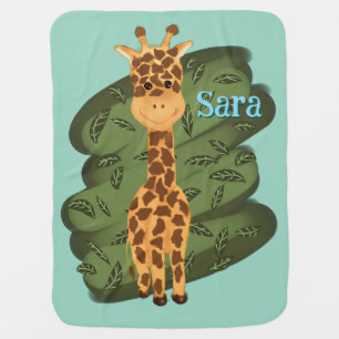 Cute Giraffe Personalized Baby Blanket