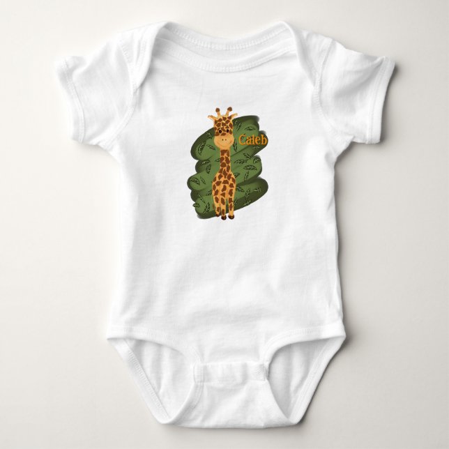 Cute Giraffe Personalized Baby Bodysuit (Front)