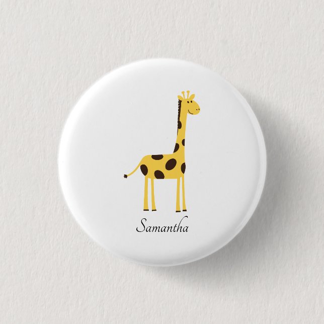Cute Giraffe Personalized Button (Front)
