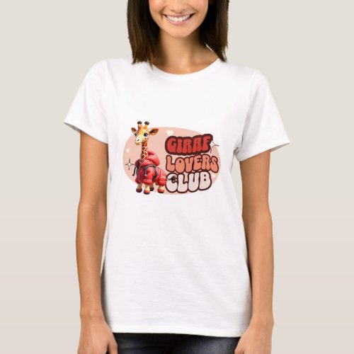 Cute Giraffe personified with red jacket T_Shirt