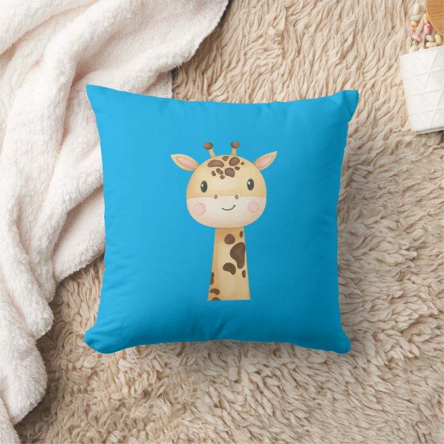 Cute Giraffe Pillow With Sky Blue Background (Blanket)