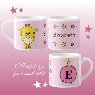 Cute giraffe pink yellow with stars child's espresso cup