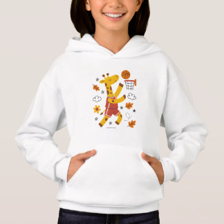 Cute Giraffe Playing Basketball Cartoon Hoodie