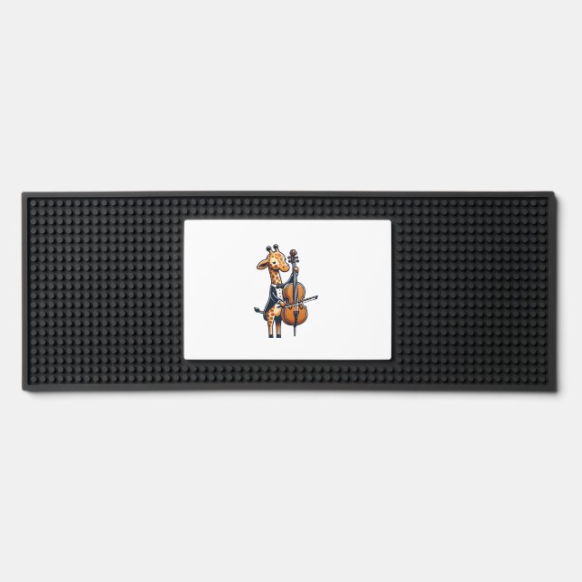 Cute Giraffe Playing Cello Giraffes Musician Music Bar Mat (Front)
