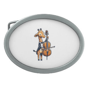 Cute Giraffe Playing Cello Giraffes Musician Music Belt Buckle
