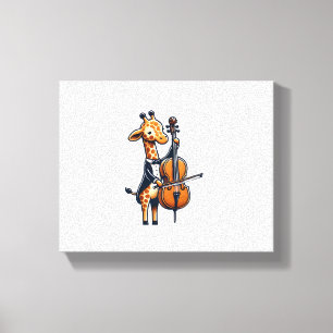 Cute Giraffe Playing Cello Giraffes Musician Music Canvas Print