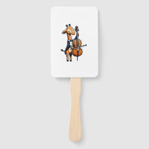 Cute Giraffe Playing Cello Giraffes Musician Music Hand Fan
