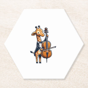 Cute Giraffe Playing Cello Giraffes Musician Music Paper Coaster