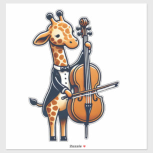 Cute Giraffe Playing Cello Giraffes Musician Music Sticker