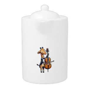 Cute Giraffe Playing Cello Giraffes Musician Music Teapot