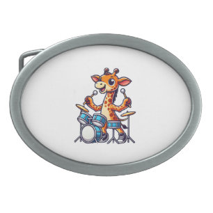 Cute Giraffe Playing Drums Giraffes Drummer Music Belt Buckle