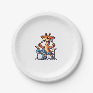 Cute Giraffe Playing Drums Giraffes Drummer Music Paper Plates