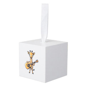 Cute Giraffe Playing Guitar Giraffes Musician Musi Cube Ornament