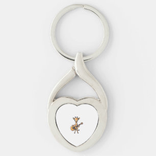 Cute Giraffe Playing Guitar Giraffes Musician Musi Keychain