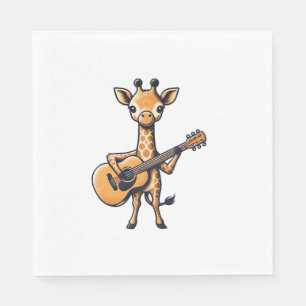 Cute Giraffe Playing Guitar Giraffes Musician Musi Napkins