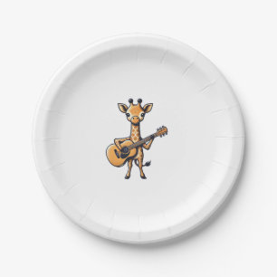 Cute Giraffe Playing Guitar Giraffes Musician Musi Paper Plates