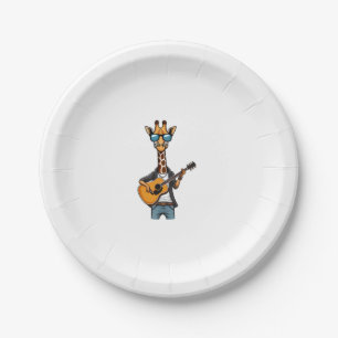 Cute Giraffe Playing Guitar Giraffes Musician Musi Paper Plates