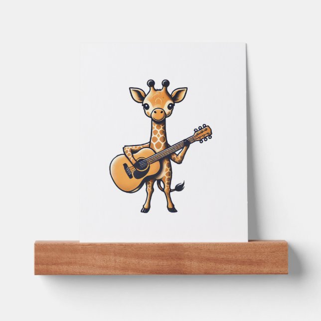 Cute Giraffe Playing Guitar Giraffes Musician Musi Picture Ledge (Front)