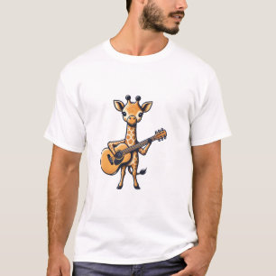 Cute Giraffe Playing Guitar Giraffes Musician Musi T-Shirt