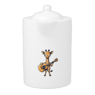 Cute Giraffe Playing Guitar Giraffes Musician Musi Teapot