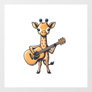 Cute Giraffe Playing Guitar Giraffes Musician Musi Wall Decal