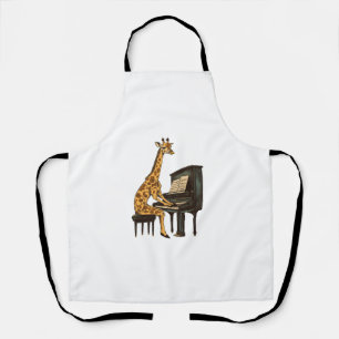Cute Giraffe Playing Piano Giraffes Musician Music Apron