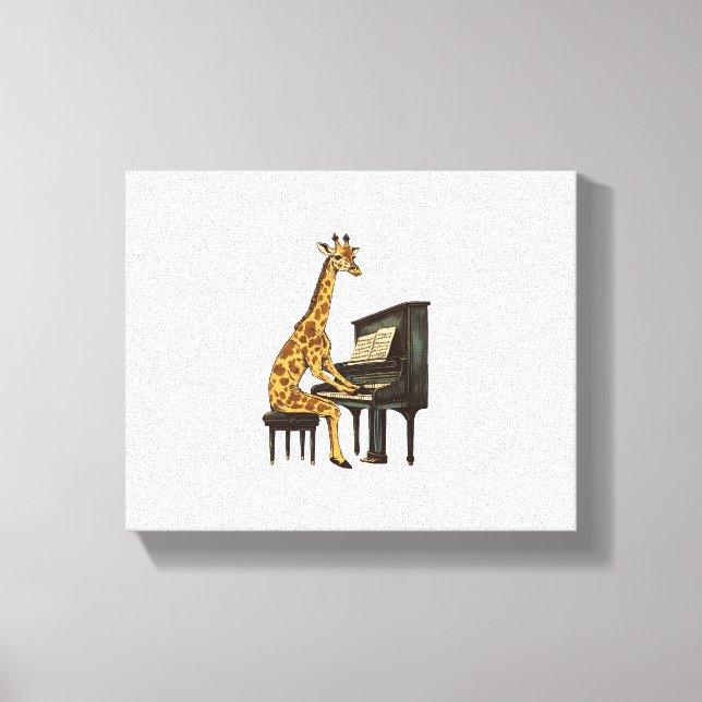 Cute Giraffe Playing Piano Giraffes Musician Music Canvas Print (Front)