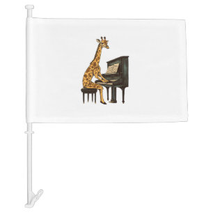 Cute Giraffe Playing Piano Giraffes Musician Music Car Flag