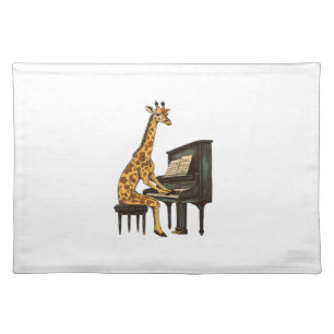 Cute Giraffe Playing Piano Giraffes Musician Music Cloth Placemat