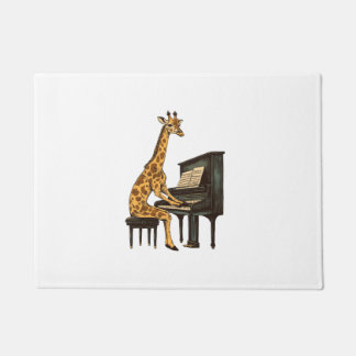Cute Giraffe Playing Piano Giraffes Musician Music Doormat