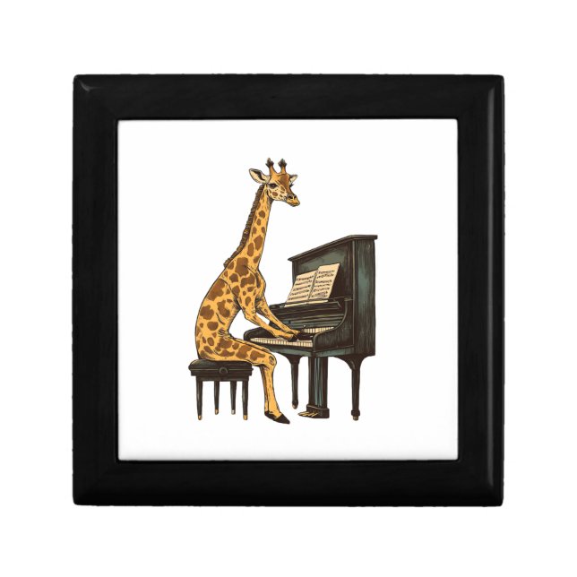 Cute Giraffe Playing Piano Giraffes Musician Music Gift Box (Front)