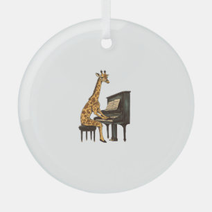 Cute Giraffe Playing Piano Giraffes Musician Music Glass Ornament