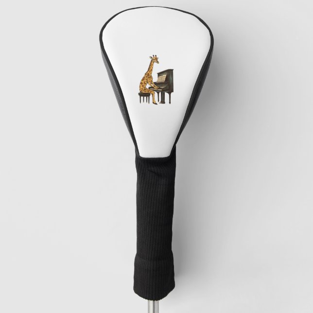 Cute Giraffe Playing Piano Giraffes Musician Music Golf Head Cover (Front)