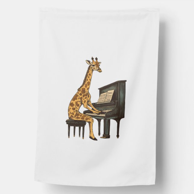 Cute Giraffe Playing Piano Giraffes Musician Music House Flag (Front)