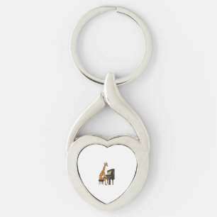 Cute Giraffe Playing Piano Giraffes Musician Music Keychain