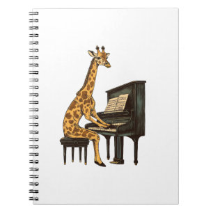 Cute Giraffe Playing Piano Giraffes Musician Music Notebook
