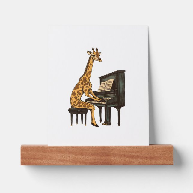Cute Giraffe Playing Piano Giraffes Musician Music Picture Ledge (Front)