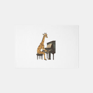 Cute Giraffe Playing Piano Giraffes Musician Music Rug