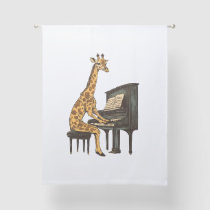 Cute Giraffe Playing Piano Giraffes Musician Music Sheer Curtains