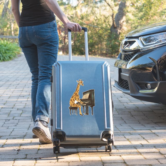 Cute Giraffe Playing Piano Giraffes Musician Music Sticker (Suitcase Insitu)