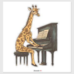 Cute Giraffe Playing Piano Giraffes Musician Music Sticker