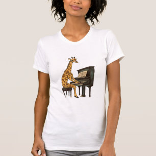 Cute Giraffe Playing Piano Giraffes Musician Music T-Shirt