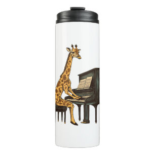 Cute Giraffe Playing Piano Giraffes Musician Music Thermal Tumbler