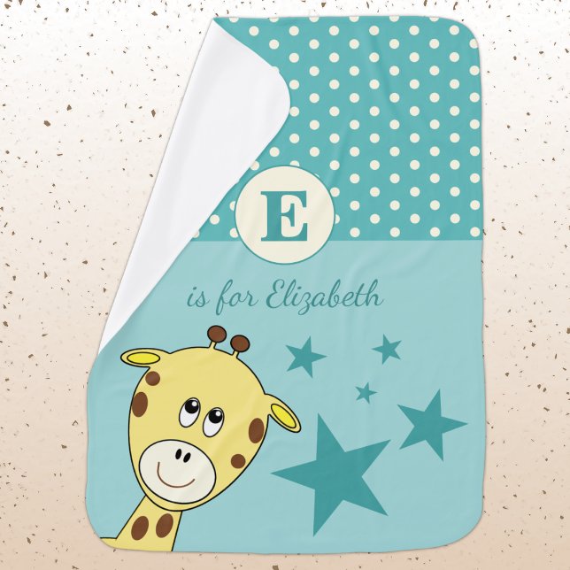 Cute giraffe polka dots and stars green baby blanket (Creator Uploaded)