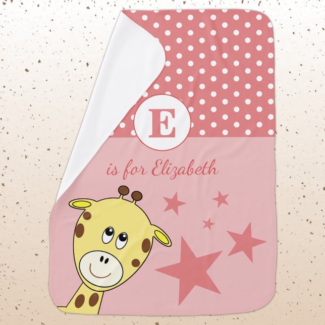 Cute giraffe polka dots and stars pink baby blanket (Creator Uploaded)