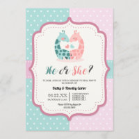 cute giraffe polka dots gender reveal party hearts invitation